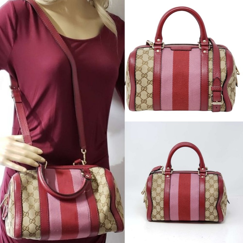 Gucci Canvas Vintage Small Boston Bag and dust bag